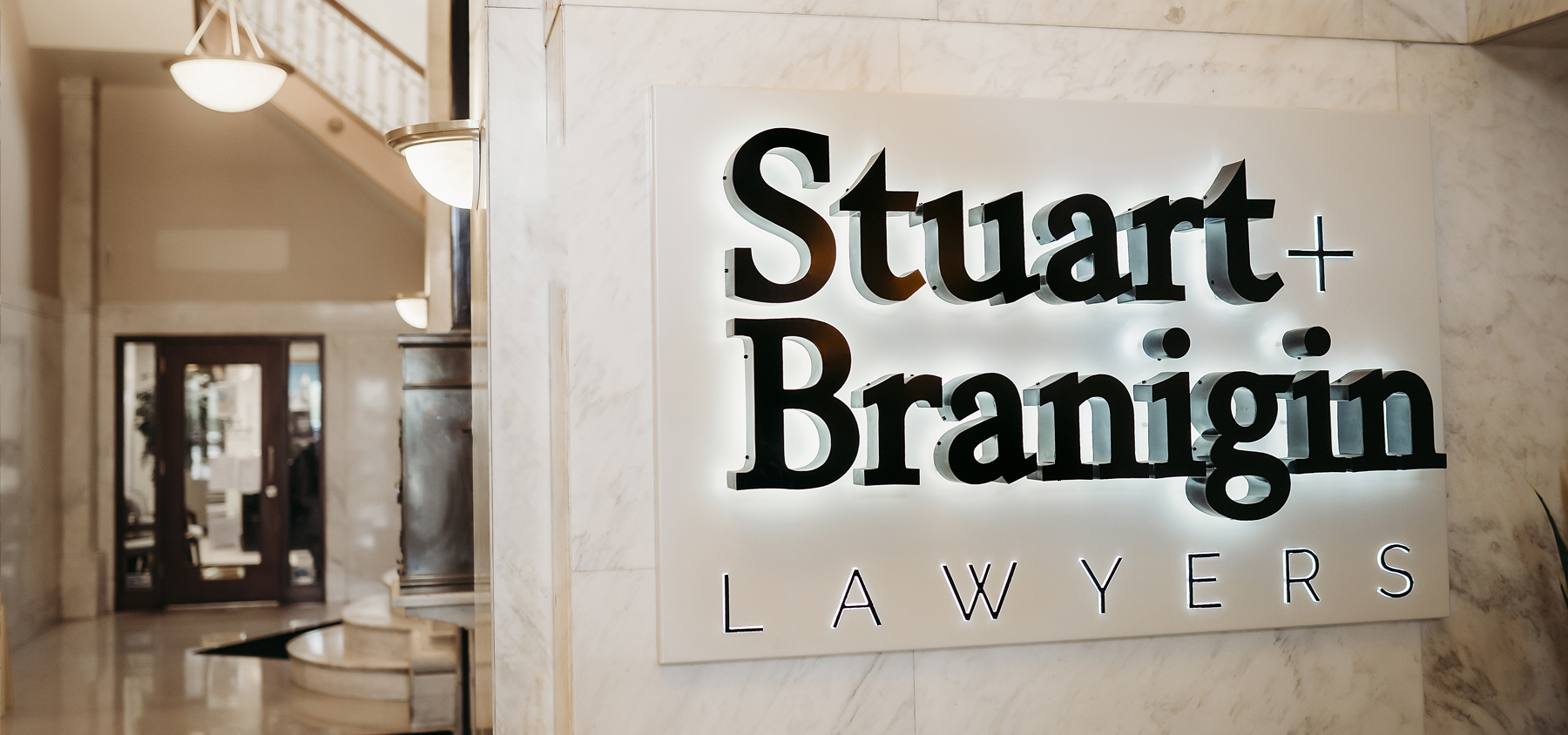 Business Sign for Litigation Attorneys Stuart + Branigin